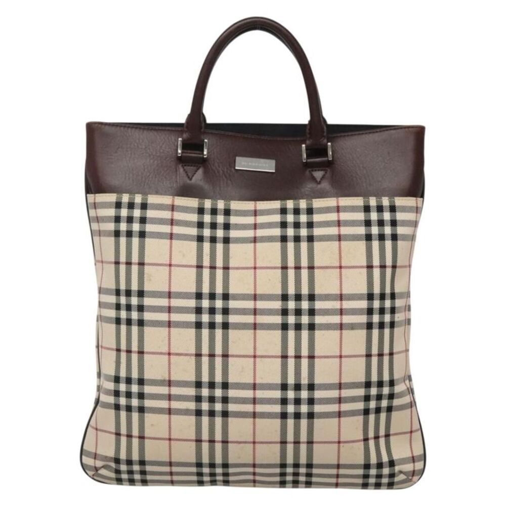Burberry Nova Check Tote Nylon Beige Nylon Bag